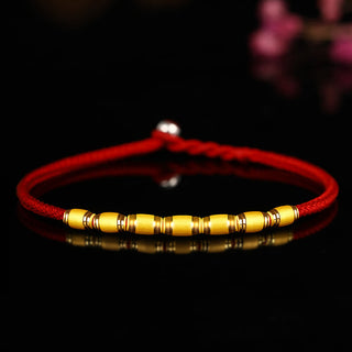 Buddha Gift 999 Gold Lucky Bead Eight Thread Peace Knot Red Rope Bracelet