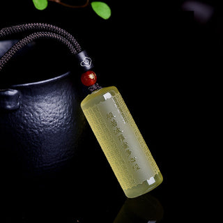 Buddha Gift Heart Sutra Citrine Happiness Strength Necklace Pendant