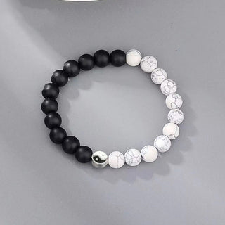 Buddha Gift 3pcs Natural White Turquoise Frosted Stone Bead Yin Yang Wealth Bracelet