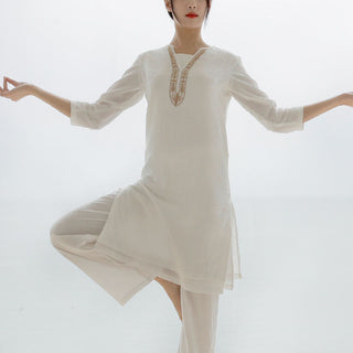 Buddha Gift 2Pcs Tai Chi Meditation Yoga Cotton Clothing Top Pants Women's Set