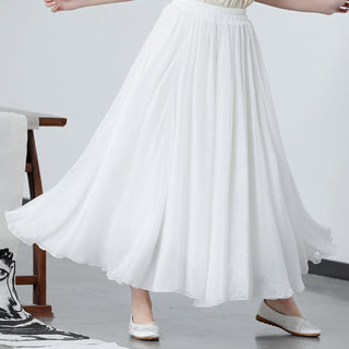 Buddha Gift 2Pcs Peony Flower Cheongsam Midi Dress Skirt Chiffon Zen Clothing Women's Set