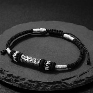Buddha Gift 925 Sterling Silver Om Mani Padme Hum Wisdom Braided Rope Bracelet