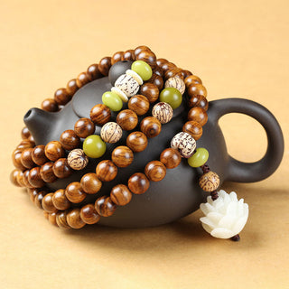 Buddha Gift Tibetan Rosewood Lotus Mala Protection Calm Necklace Bracelet