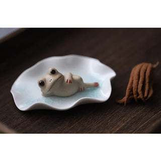 Buddha Gift Meditating Ceramic Small Frog Statue Decoration