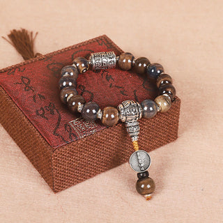 Buddha Gift Tibet Om Mani Padme Hum Prayer Wheel Dorje Vajra Engraved Glass Bead Wisdom Bracelet
