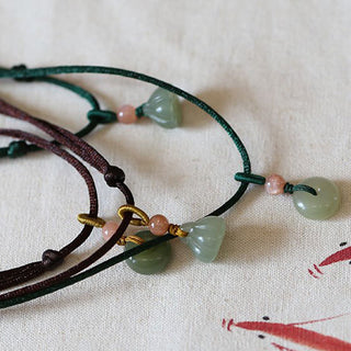 Buddha Gift Natural Round Jade Peace Buckle Lotus Abundance String Necklace Pendant