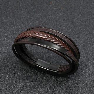 Buddha Gift Simple Design Titanium Steel Leather Luck Bracelet