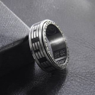 Buddha Gift Bagua Yin Yang Titanium Steel Balance Rotatable Ring