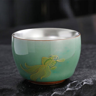 Buddha Gift Butterfly Goldfish Lotus Koi Fish Ceramic Teacup Kung Fu Tea Cup 120ml
