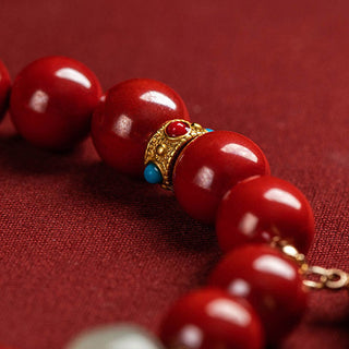 Buddha Gift Cinnabar Jade Healing Protection Charm Bracelet
