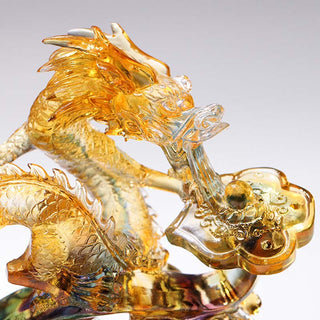 Buddha Gift Year of the Dragon Handmade Ruyi Handle Liuli Crystal Art Piece Protection Home Office Decoration