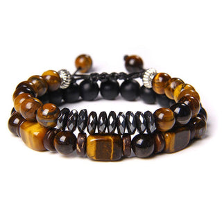 Buddha Gift Tiger Eye Frosted Stone Hematite Courage Bracelet