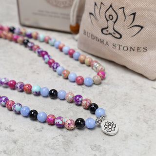 Buddha Gift Natural Purple Miano Real Stone Lotus Mala
