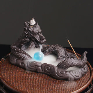 Buddha Gift Dragon Playing Ball Flower Protection Incense Burner Decoration