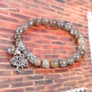 Buddha Gift Natural Gemstone Tree of Life Lucky Charm Stretch Bracelet