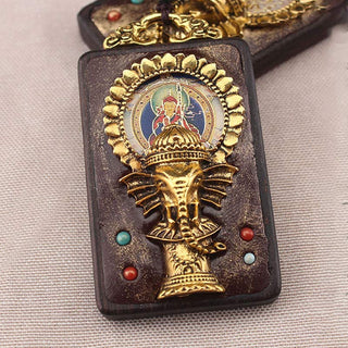 Buddha Gift Ebony Wood Elephant God of Fortune Buddha Blessing Necklace String Pendant