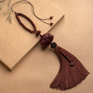 Buddha Gift Tibetan Small Leaf Red Sandalwood Lotus Luck Protection Tassel Decoration