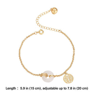 Buddha Gift White Jade Double Happiness Fortune Bracelet