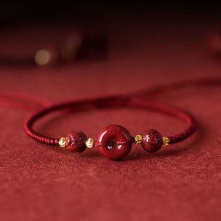 Buddha Gift Handmade Lotus Cinnabar Peace Buckle Blessing Braid Bracelet