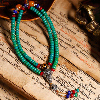 Buddha Gift 108 Mala Beads Tibetan Turquoise Dzi Bead Protection Bracelet