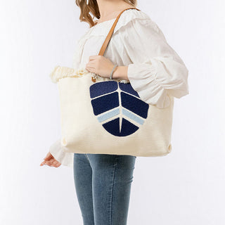 Buddha Gift Large Capacity Evil Eye Leaf Hamsa Tassel Canvas Tote Shoulder Bag