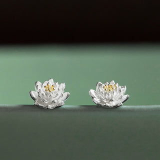 Buddha Gift 925 Sterling Silver Lotus Flower Balance Earrings