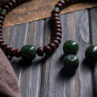 Buddha Gift Natural Tibet 108 Mala Beads Purple Bodhi Seed Hetian Cyan Jade Copper Dorje Peace Bracelet