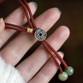 Buddha Gift 925 Sterling Silver Handmade Chinese Zodiac Natal Buddha Cyan Bodhi Seed Protection Braided Red String Bracelet