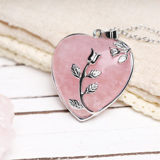 Buddha Gift Natural Healing Crystals Heart Pendant Necklaces