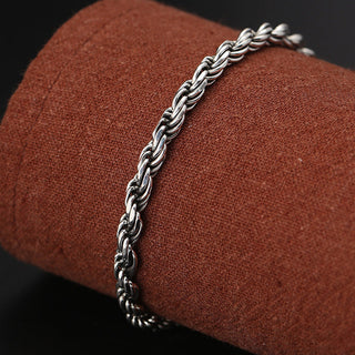 Buddha Gift 925 Sterling Silver Tibet Om Mani Padme Hum Double Dorje Vajra Twisted Design Peace Love Bracelet