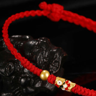 Buddha Gift 999 Gold Luck Koi Fish Handcrafted Braided String Bracelet