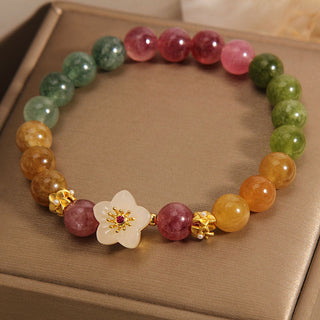 Buddha Gift Colorful Tourmaline Jade Flowers Love Bracelet
