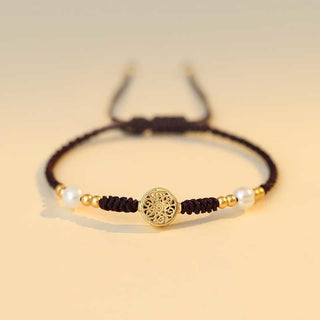 Buddha Gift Copper Coin Fortune Tree Luck Strength Braided Bracelet