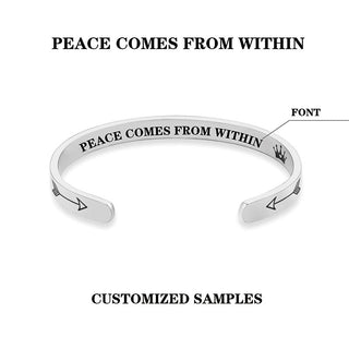 Buddha Gift Inspirational Bracelets Personalized Gift for Her Him Engraved Mantra Cuff Bangle Crown Jewelry