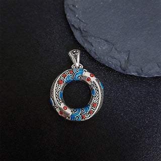 Buddha Gift Koi Fish Peace Buckle Copper Wealth Luck Necklace Pendant