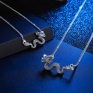 Buddha Gift 925 Sterling Silver Year Of The Dragon Auspicious Dragon Protection Chain Necklace Pendant