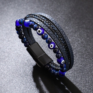 Buddha Gift Evil Eye Tiger Eye Protection Beaded Multilayered Braided Bracelet