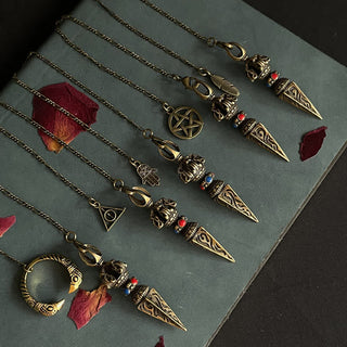 Buddha Gift Pentagram Eye of God Feather Hamsa Copper Healing Necklace Pendant Pendulum