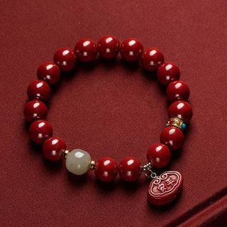Buddha Gift Cinnabar Jade Healing Protection Charm Bracelet