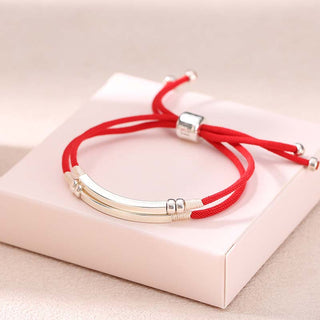 Buddha Gift 925 Sterling Silver Red String Layered Braid Bracelet