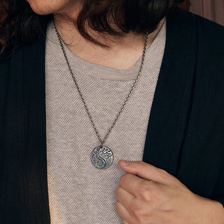 Buddha Gift 990 Sterling Silver Yin Yang Water and Fire Balance Necklace Pendant