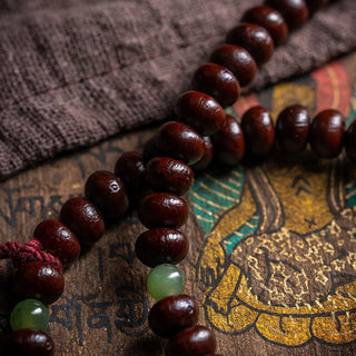 Buddha Gift Natural Tibet 108 Mala Beads Purple Bodhi Seed Hetian Cyan Jade Copper Dorje Peace Bracelet