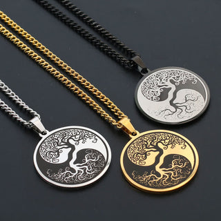 Buddha Gift The Tree of Life Titanium Steel Connection Necklace Pendant