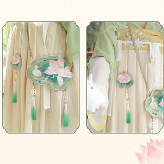 Buddha Gift Luck Embroidery Lotus Koi Fish Rabbit Flower Hanfu Bag Crossbody Bag Shoulder Bag