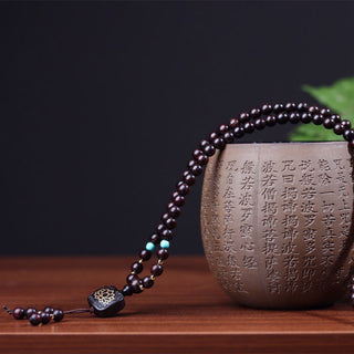 Buddha Gift 108 Mala Beads Tibetan Small Leaf Red Sandalwood Lotus Balance Bracelet