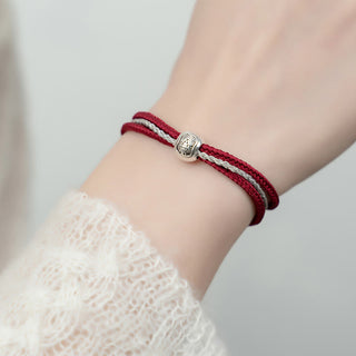 Buddha Gift 925 Sterling Silver Tibetan Zakiram Goddess of Wealth Luck Rope Bracelet
