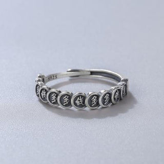 Buddha Gift Vintage Copper Coin Design Luck Adjustable Ring