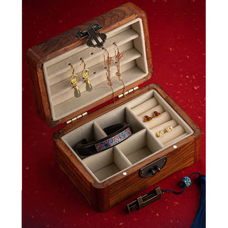 Buddha Gift Retro Handmade Floral Pattern Rosewood Jewelry Storage Box Lockable Wooden Gift Organizer Box
