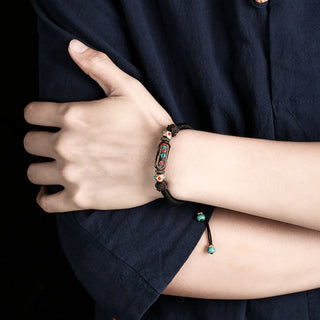 Buddha Gift Handmade Tibetan Turquoise Om Mani Padme Hum Strength Braided Bracelet