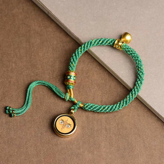 Buddha Gift Tibetan Five God Of Wealth Thangka Luck Prayer Wheel Bell Braid String Bracelet